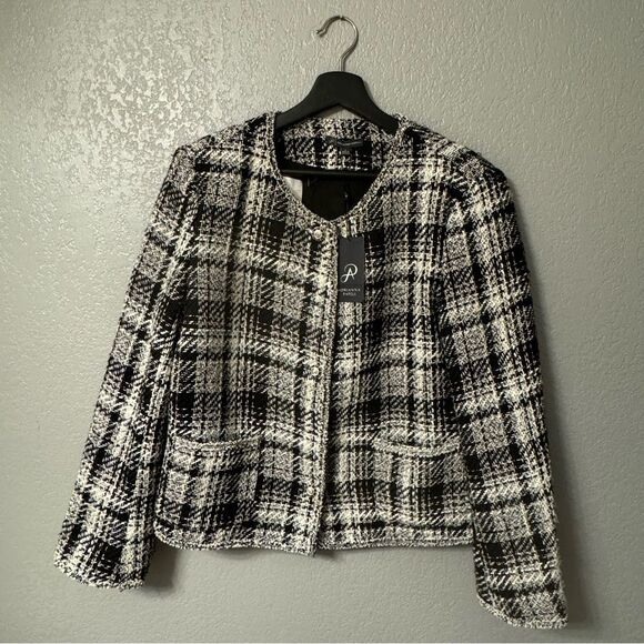 Adrianna Papell Jackets & Blazers - Adrianna Papell Women's Black & White Tweed Jacket
